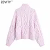 Women Fashion Turtleneck Collar Ball Appliques Casual Knitting Sweater Ladies Chic Long Sleeve Pullovers Tops S518 210420