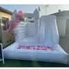 Jumper PVC Jumper Inflável Casado de Bounce Branco Branco com Slide e Ball Pit Spining Bouncy Castle Castelo Pink Bouncer House Moonwalk para