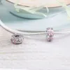 Fits Pandora Bracelets Silver Pink Daisy Flower Safety Anti-Drop-Clip Buckle Charm Bead Stopper Beads For Wholesale Diy European Sterling Necklace