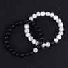 Couple Handwear White Pine Lansong Couple Friends Love Frosted Black Stone White Head Grow Old Bracelet