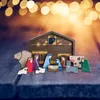 クリスマスの装飾ユニークな手作りの木質薪水色のキリスト降誕のパズルテーブルの装飾焼きデザインホームアクセサリー成体置物