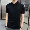 Polos masculinos TFETTERS 2022 Camisa de manga curta de verão Homens casual colar de cor sólida colar de malha esbelta