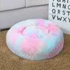 Luxo longo pelúcia dedos cante cama de cesta calming cama animal de estimação canil shag vegan filhós donut cuddler gato cão cama kem 210401