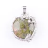 Wojiaer drake runt platt rund pärla dangle pendants energi smycken natursten ametist quartz vit opal bn313