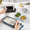 TUUTH Lunchbox mit Suppenschüssel für Studenten, Büroangestellte, Mikrowellenheizung, doppellagige Box, Bento-Lebensmittelbehälter, Aufbewahrungsbox 210925