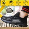 Safety Shoes Men's Anti-smashing Anti-piercing Protection Security Work Summer Breathable Deodorant Non-slip 211217