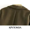 Tasche laterali moda donna Cappotto di lana a punto aperto Colletto bavero vintage Manica lunga Capispalla femminile Cappotto chic 210416
