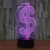 Nattlampor USD Dollar 3D LED Light RGB Färgbyte Table Lamp Novelty Symbol Nightlight Dekoration för Xmas Present