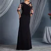 Kobiety Moda Sukienka Koronki Pół Rękawy Okrągły Neck Slim Fit Female Formalna Suknia H9 210331