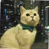 Collar de gato a la moda con campana y pajarita, diseño a cuadros, gatito de seguridad ajustable, juego de collares de estilo británico, 6,8-10,8 pulgadas, azul