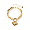 G1149 Hotsale de aço inoxidável amor coração encantos link corrente pulseira moda simples moda senhoras mão prata / ouro / rosa jóia de ouro