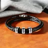 Frauen Herren Edelstahl Charm Armbänder Echtes Leder Geflochtene Seil Gewohnheit mit 1-9 Namen Perlen Geschenk personalisierte Schmuck