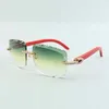 occhiali da sole con diamanti medi 3524020 con aste in legno rosso e lenti a taglio da 58mm