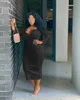 デザイナーズドレス秋の女性セクシーなVネックスカート秋冬プラスサイズの服長袖ボディコンホワイトドレスパーティーストリートウェアプラスサイズ