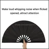 Event Festive Supplies Home & Gardenpieces Large Folding Fan Nylon Cloth Handheld Chinese Tai Chi Black Decoration Fold Hand For Party Favor