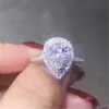 クラシックドロップリングJWewlry Luxury 925 Sterling Silver Delicate Peared White Pink Sapphire Gemstone Rings Fings