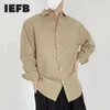 IEFB Lente Lange Mouw Shirt Heren Losse Causal White Shirts Koreaanse Streetwear Fashion Blue Oxford Fabric Tops 9Y6945 210524