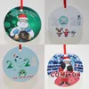 Ceramic pendant Creative Christmas Quarantine ornaments Heat transfer Printing DIY Ceramic Ornament Round Christmas Tree decor with Rope