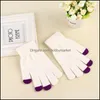 Five Fingers Gloves & Mittens Hats, Scarves Fashion Aessories Magic Touch Screen Knitted Texting Stretch Adt One Size Winter Warm Fl Finger