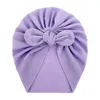 Ins Nieuwe 14 Kleuren Mode Pure Kleur Baby Muts Cap Bow Knoop Haaraccessoires Cap Infant Turban Hoeden