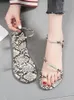 Sandaler Est Mode Kvinnors Snake Skriv ut Sexig Strappy Mixed Color Causal Shoes Woman Comfort Footwear Deal