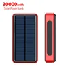 LOGO GRATIS 30000mAh Banco de energía solar 4 puertos USB Powerbank 30000 MAh LED Flash Light Batería externa Poverbank para iPhone Fábrica al por mayor