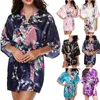 Damskie jedwabne satynowe kimono szata szlafrok suknia ślubna bathrobe sleepwear 210901
