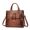 Fashion Ladies Bag Crocodile Pattern Trend Handbag Vintage Belt Buckle Design Womens Shoulder Bag HBP