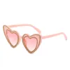 Women Cat Eye Style Heart Sunglasses Double Hearts Frame With Round Rhinestones luxurious Lady Fashion Glasses