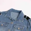 Twotwinstyle Cross Lace Up Bowknot Denim Jacket voor vrouwen Rapel lange mouw casual hit kleur jassen vrouwelijke mode lente 210517