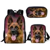 Sacs d'école pour adolescents garçons filles mignon berger allemand chien impression 3D 3 pièces/ensemble enfants sac à dos voyage sac à bandoulière Mochila Escolar