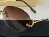 0124 RIMLESS SUNGLASSES GULLAMALESS GRÅ GRADIENT LINSS Fashion Sun Glasses Occhiali da Sole Firmati UV400 Protecton med Box5585551