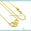 Pendentif bijoux mode or trois cercle collier de nœud avec CZ Crystal Pave rond Love Love Charme Pendentifs Colliers pour femmes GI
