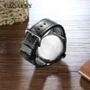 Hommes montres mode luxe Cagarny bracelet en cuir montre à Quartz double fuseau horaire analogique Date hommes sport militaire surdimensionné montre-bracelet