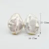 Boucles d'oreilles en perles pour femmes, surdimensionnées, perles baroques naturelles blanches, argent 925, cadeau pour dames