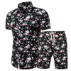 Wzór Dres Mężczyźni Summer BeachWeear Męskie Zestaw Mężczyzna Ząbkowani T Koszulki + Spodenki Dwuczęściowe Zestawy Kwiatowy Plaża Swaet Suit 5XL 2021 x0610