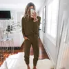 Mulheres Tracksuits Mulheres Inverno Terno Sólido Cor Dois Parte Sets Senhoras Casual Manga Longa Pullover Tops Atadage Solto Pant Sports Suit1