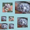 3つの石のリングジュエリー卸売 -  5店9/10/11ジェリーセット18ktホワイトゴールドいっぱいのTopaz Gemstones男性ダイヤモンドクジ結婚指輪