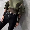 petal sleeve coat female Spring Fashion moletom feminino hollow out Long Sleeve Sweatshirt Hoodie Causal Tops hoodies women 210608