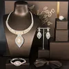 Boucles d'oreilles Collier Blucome Exquisite Fashion Luxury 4PCS Big Dangle Africa Collar Jewelry Set Femmes Mariage Full Zircon Dubai Bridal
