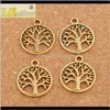 Ustalenia Komponenty Rodzinne Drzewo Życia Charms Pendantsantique Sier / Bronze / Gold Jewelry Drop Dostawa 2021 WMZHT