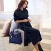 Korean Designer Trench Women Dress Runway Spring Summer Long Chic Turn down Collar Slim Split Vestidos 210506