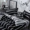 Bonnoy Black and White Colo Gestreept Bed Cover Sets Single / Twin / Double / Queen / King Quilt Cover Laken Kussensloop Beddengoed Kit 211007