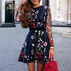 Summer Women Floral Embroidery Long Sleeve Transparent Flower Embroidered Mesh Sexy Party Dress 210415