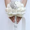 Wedding Flowers Bouquets Crystal Satin Holding Artificial Ribbon Bridal Bridesmaid Diamond Bouquet Flores De Boda W445