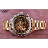 Zwycięzca Mechaniczny Sport Design Wezel Golden Mens Zegarki Top Marka Luksusowy Montre Homme Clock Mężczyźni Automatyczny Zegarek Szkielet