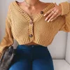 knitted crop cardigans sweater women long sleeve button casual cardigan jumper autumn winter outfit 210415