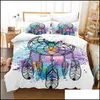 Bedding Sets Supplies Home Textiles & Garden Dream Catcher Feather Wind Chime Set Single Twin Fl Queen King Size Childrens Kid Bedroom Duvet