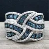 Wedding Rings 2021 Luxury Big Silver With Dark Blue CZ Zircon Stone For Women Fashion Engagement Statement Ring Gifts