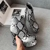 Femmes Bottes D'hiver Cheville Serpent Imprimer Plate-Forme Bloc Talon Court Zip Super Haute Chaussures Femme Automne 34-43 210517